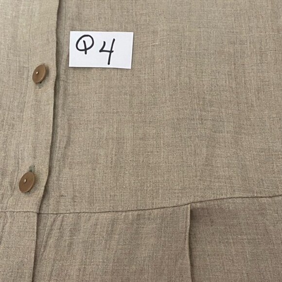 Q-4 Flax by Jeanne Engelhart 100% Linen Vintage Cream Maxi Dress Size M - Picture 11 of 14